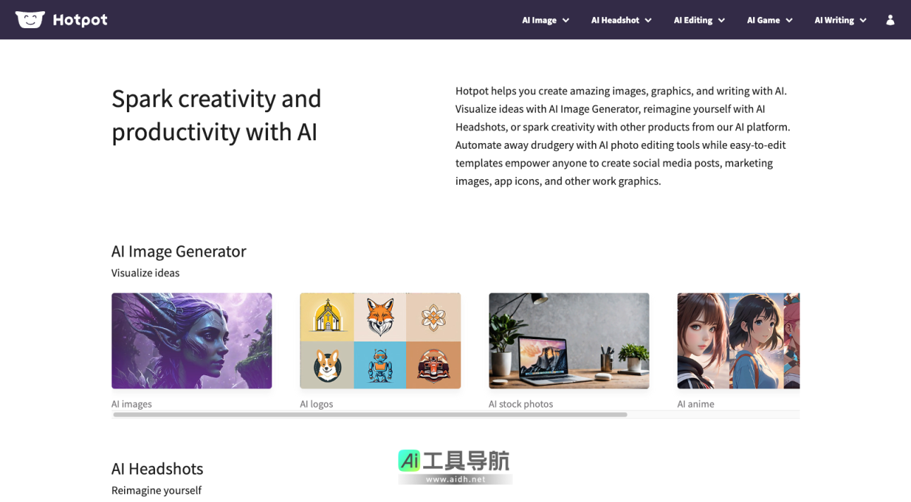 Hotpot.ai AI图像生成器，轻松制作社交媒体帖子、营销图片、应用图标 网站截图