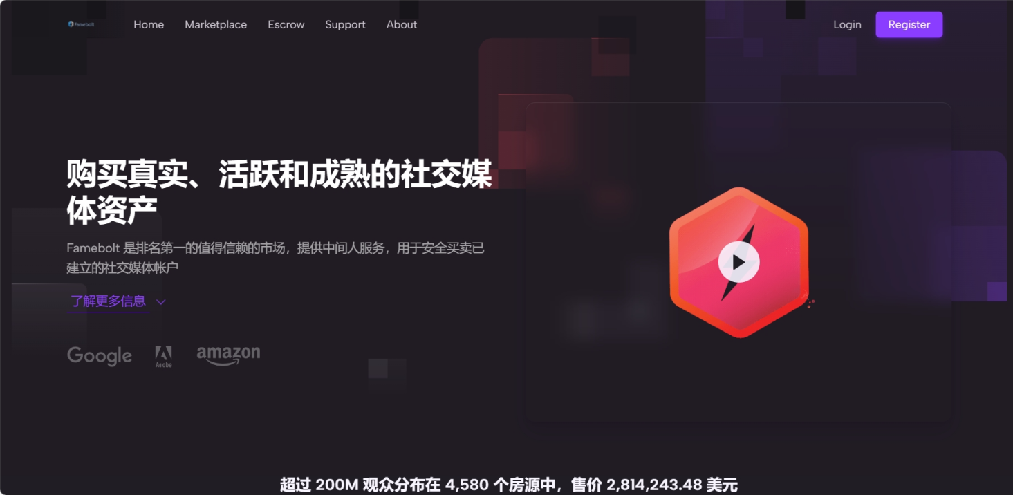 Famebolt 网站截图