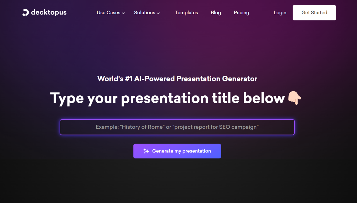 Decktopus AI 网站截图
