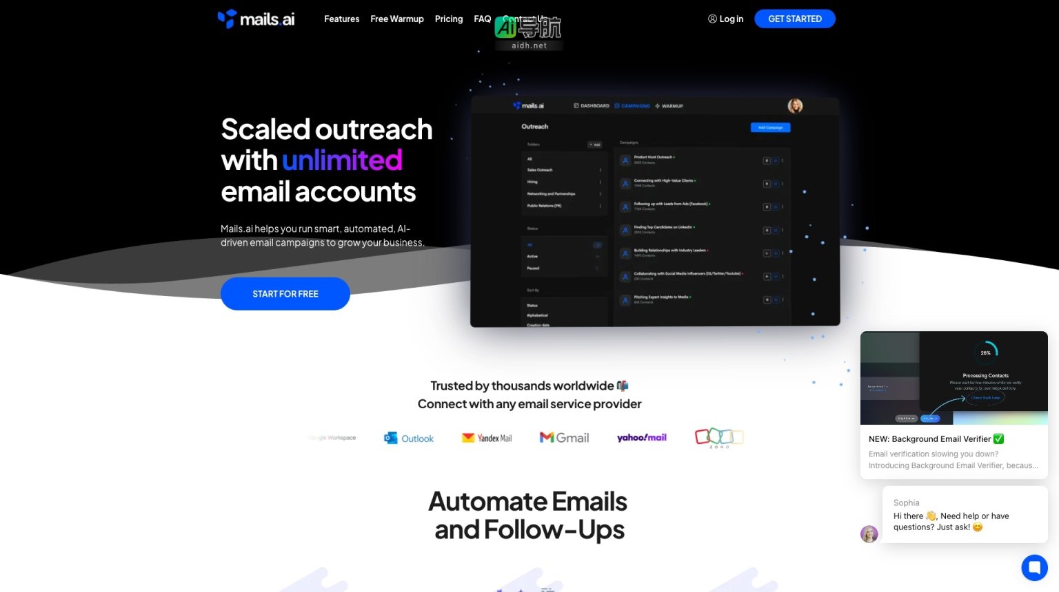 Mails.ai 提供智能自动化邮件营销，助力企业高效拓展业务 网站截图