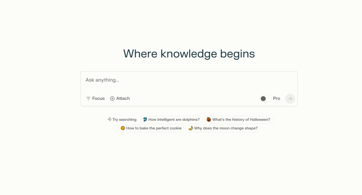 Perplexity 网站截图