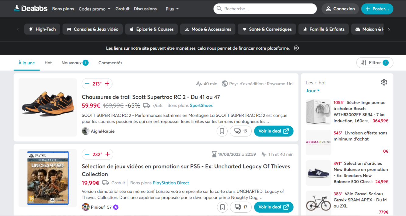 Dealabs 法国 网站截图