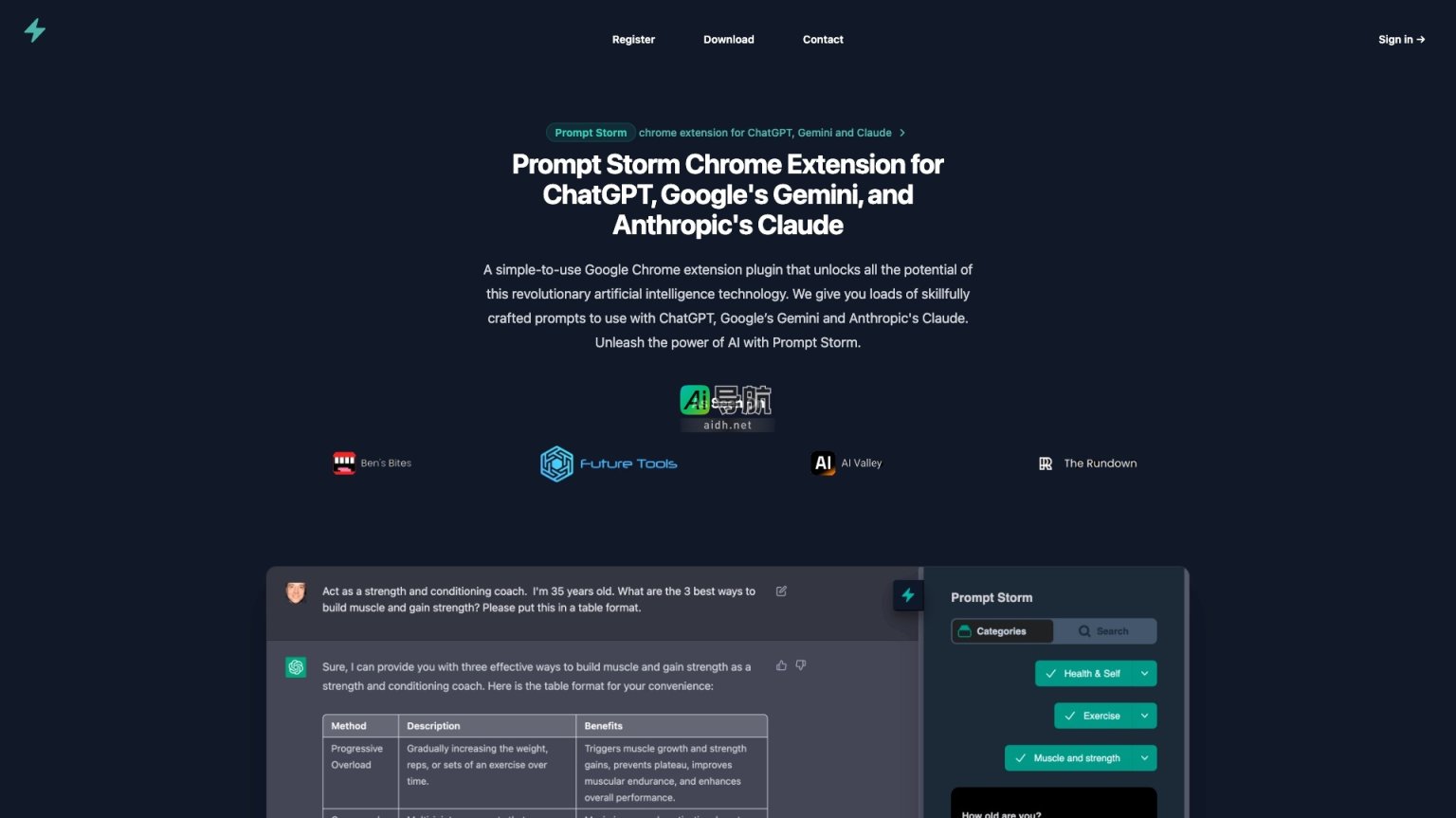 Prompt Storm 提供高效的Chrome扩展，助力用户充分利用ChatGPT、Gemini和Claude的AI潜力 网站截图
