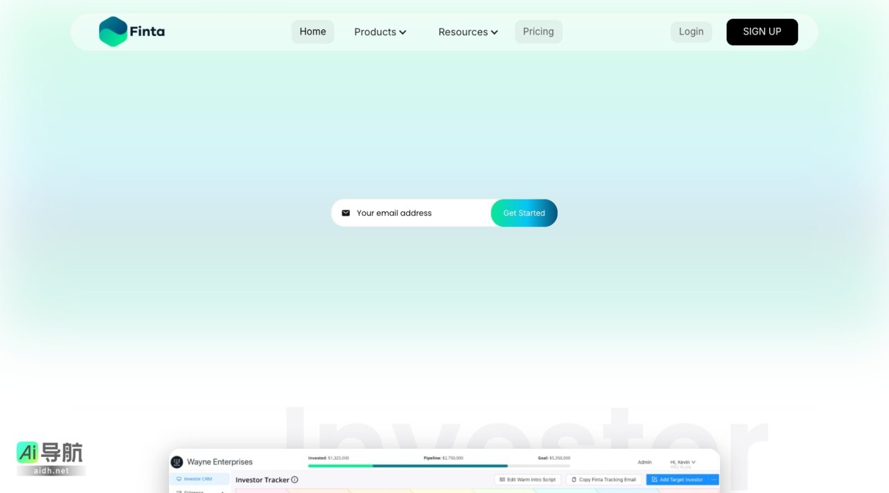 Finta 是一个AI驱动的融资平台，优化交易流程，助力建立真实关系 网站截图