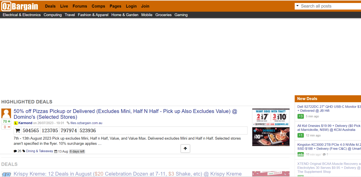 OzBargain 网站截图