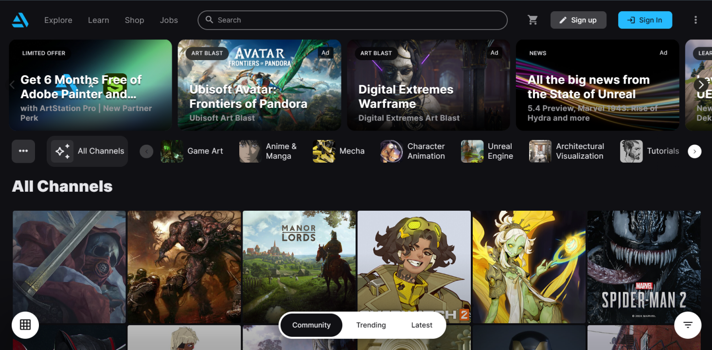 ArtStation 网站截图