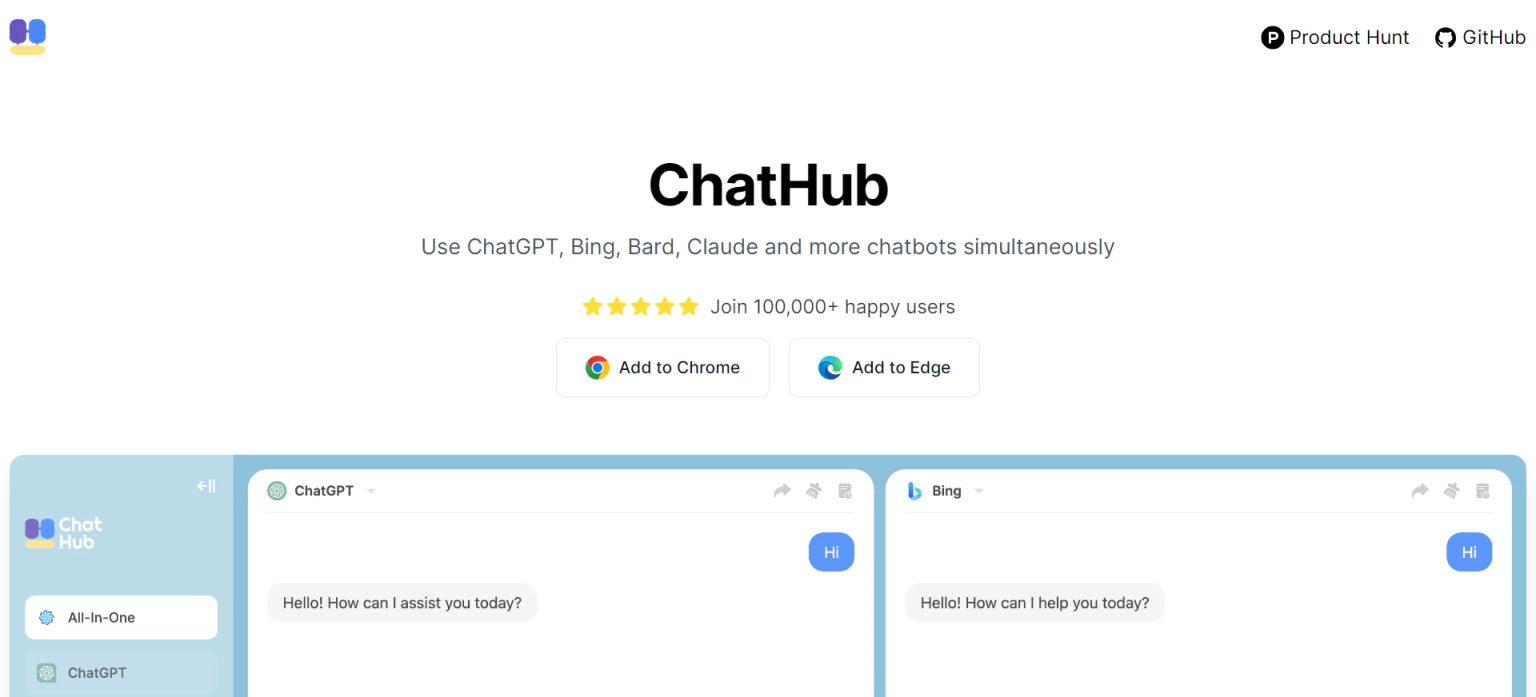 ChatHub 网站截图