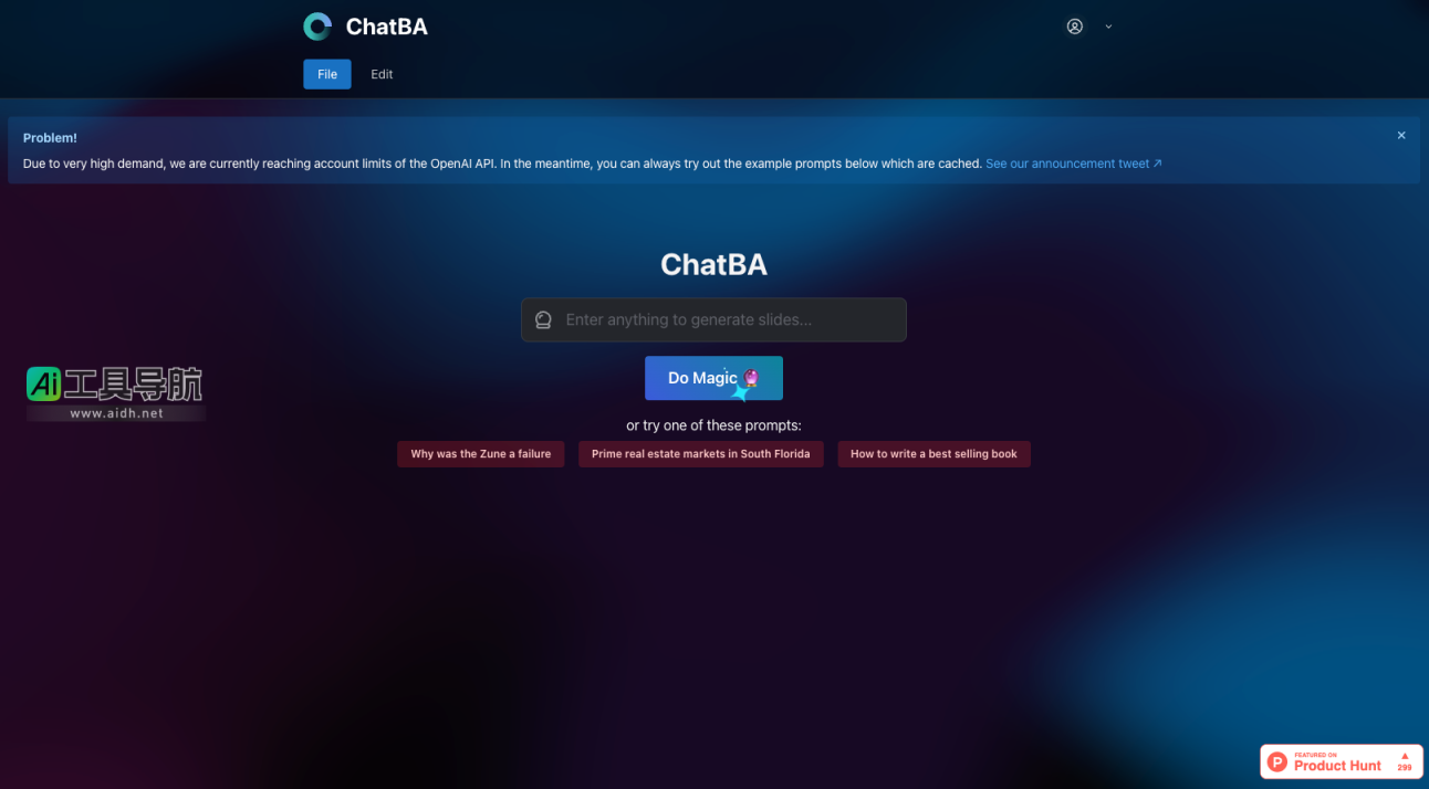 ChatBA 一款强大的生成式人工智能工具 网站截图