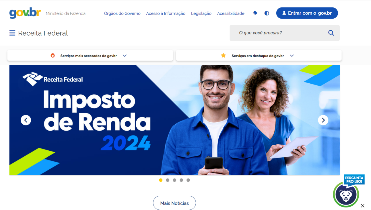 巴西联邦税务总局 网站截图