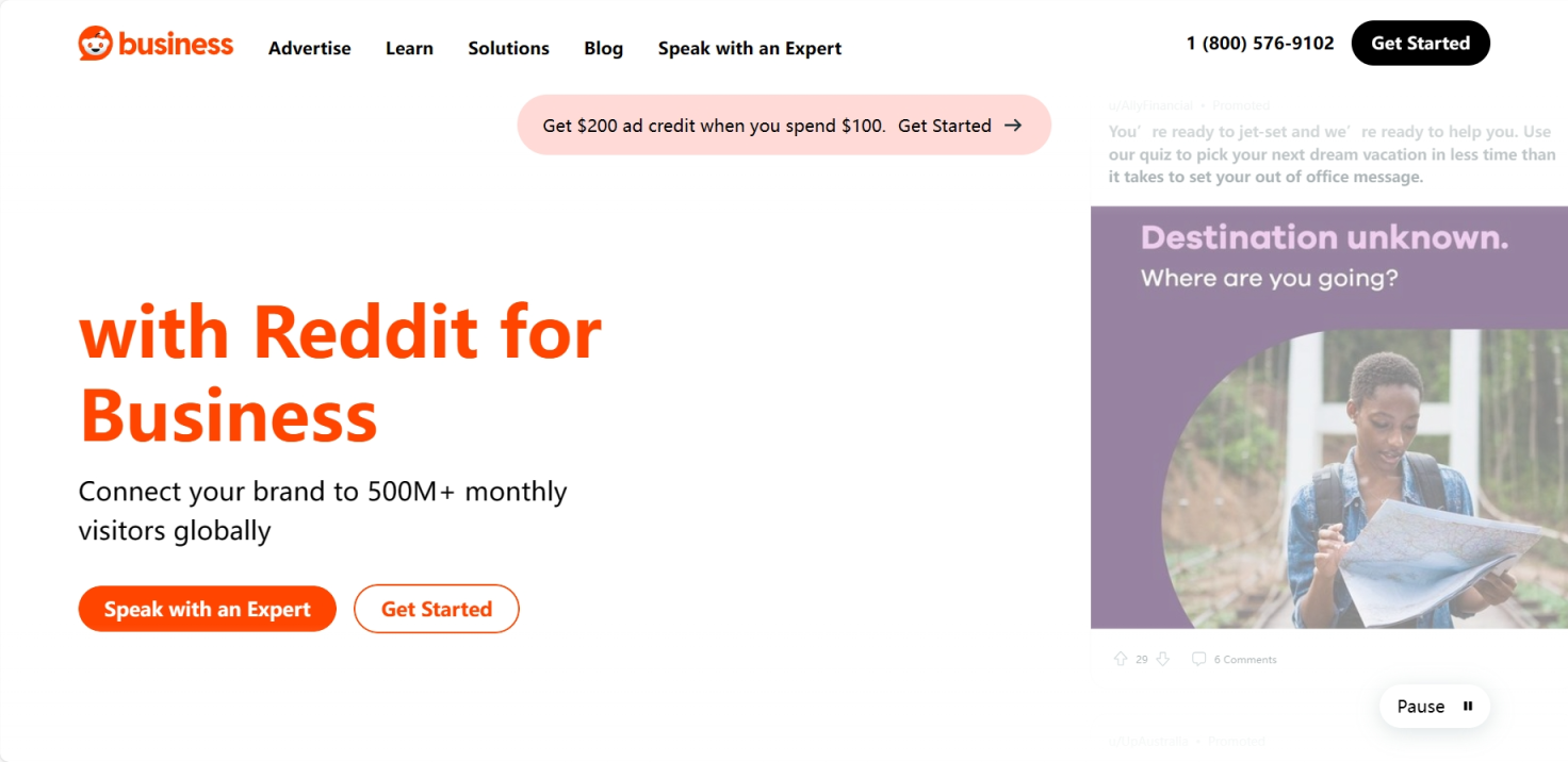 Reddit Ads 网站截图