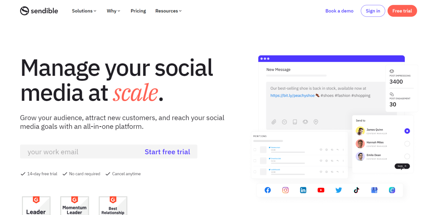 Sendible 网站截图