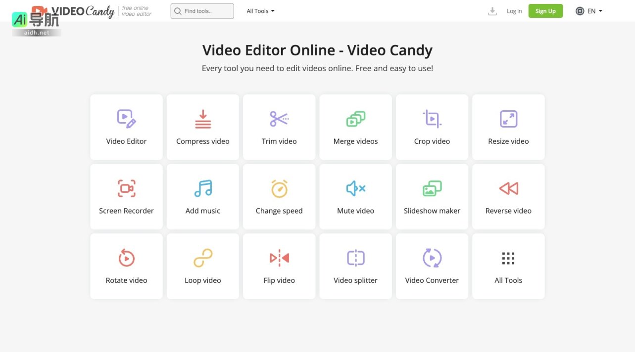 Video Candy 提供免费、简单的在线视频编辑工具，满足各种视频处理需求 网站截图