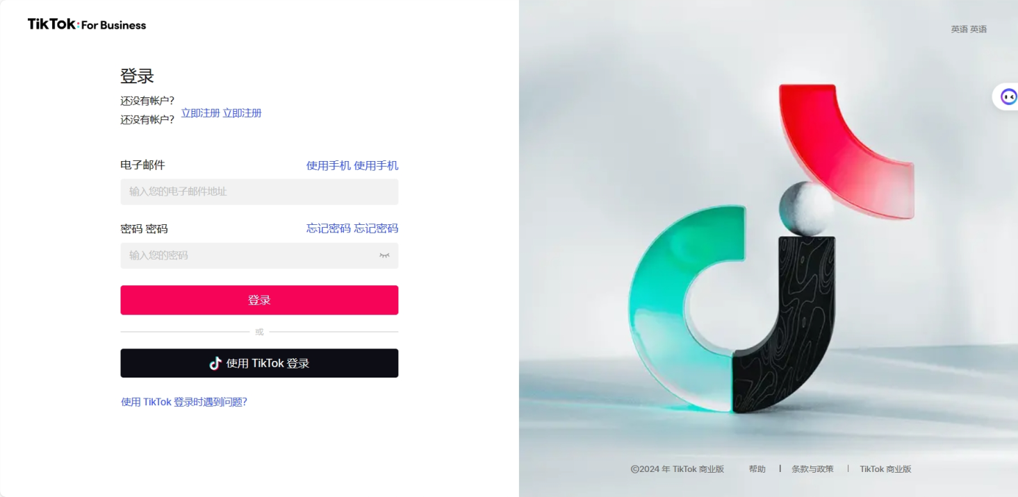 TikTok广告后台 网站截图