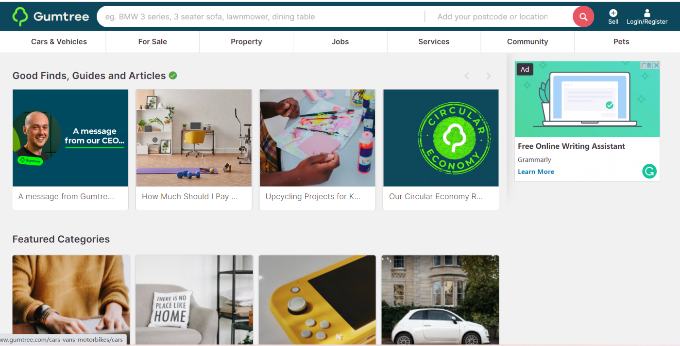 Gumtree 网站截图