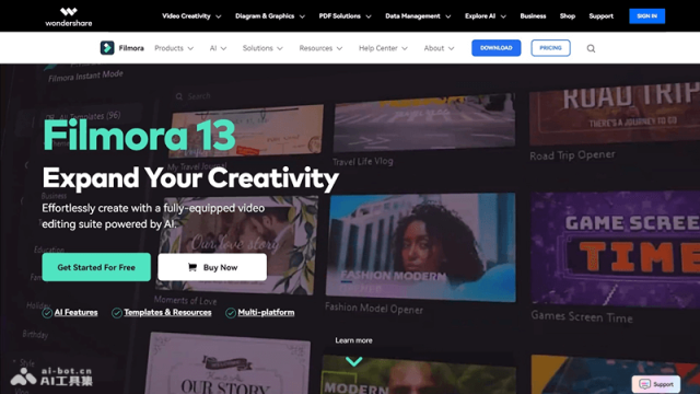 Filmora 网站截图