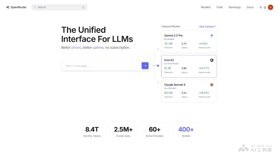 OpenRouter 网站截图