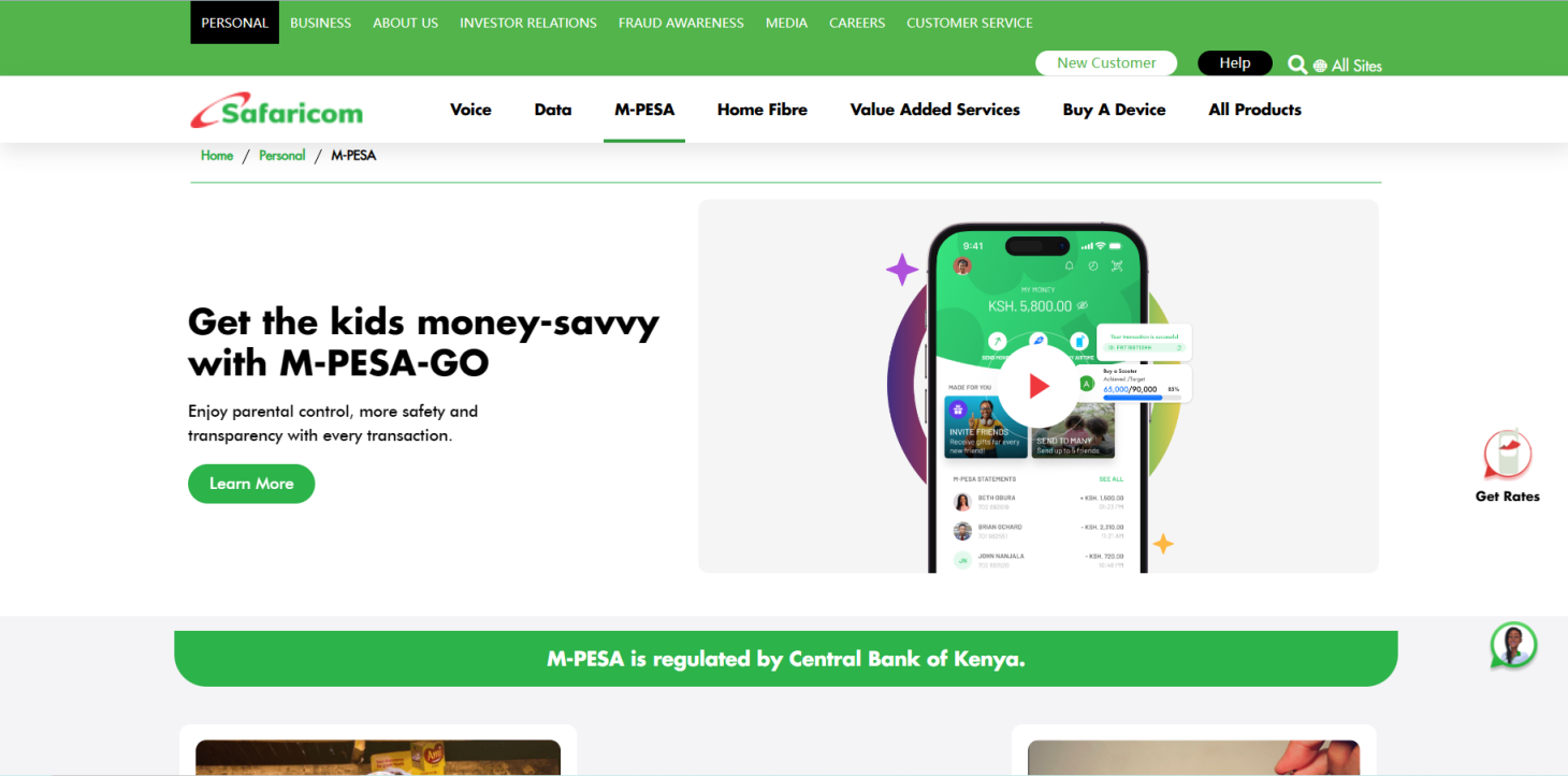 Safaricom M 网站截图