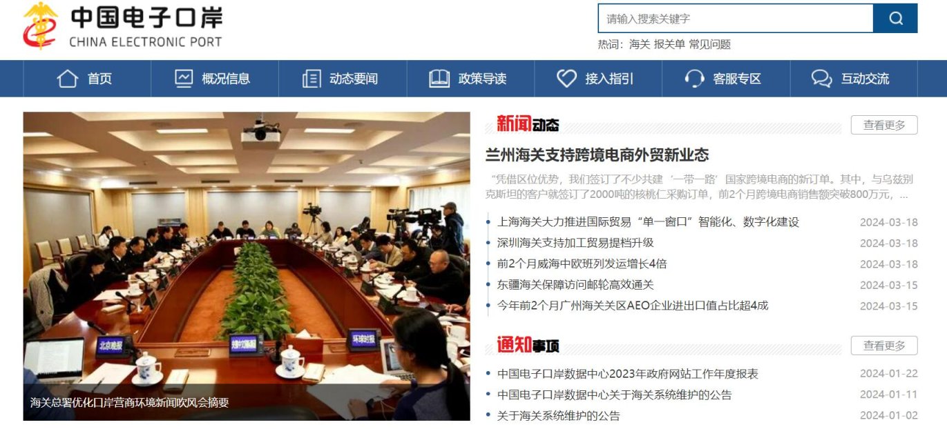 中国电子口岸 网站截图