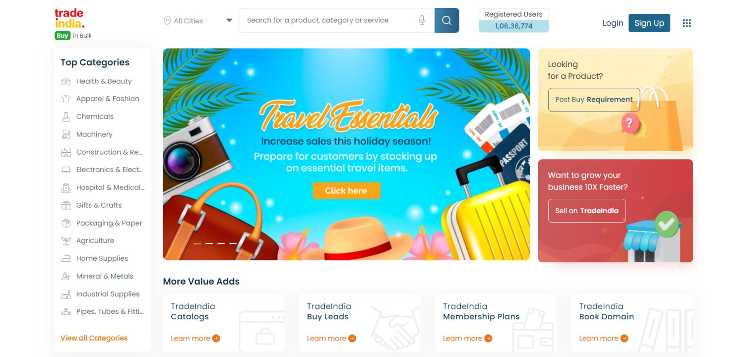 Tradeindia 网站截图