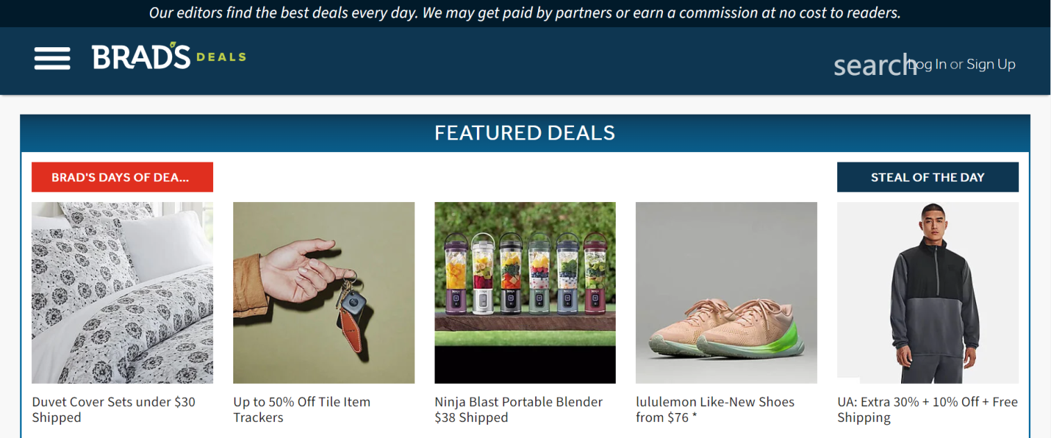 bradsdeals 网站截图