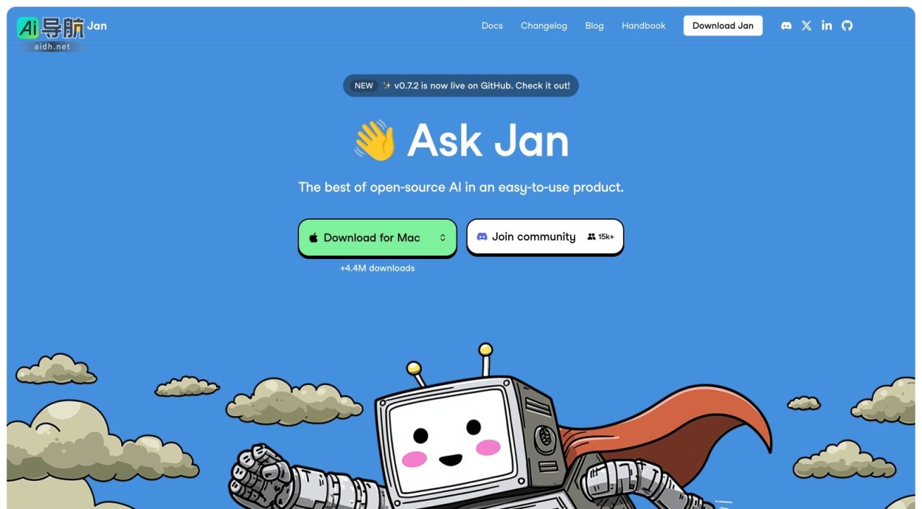 Jan 是一个开源AI工具，提供简单易用的本地部署和隐私保护 网站截图