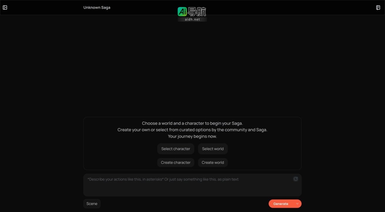 Saga 是一个让用户选择或创建角色与世界，开启个性化冒险旅程的平台 网站截图