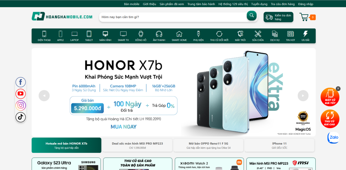 Hoàng Hà Mobile 网站截图
