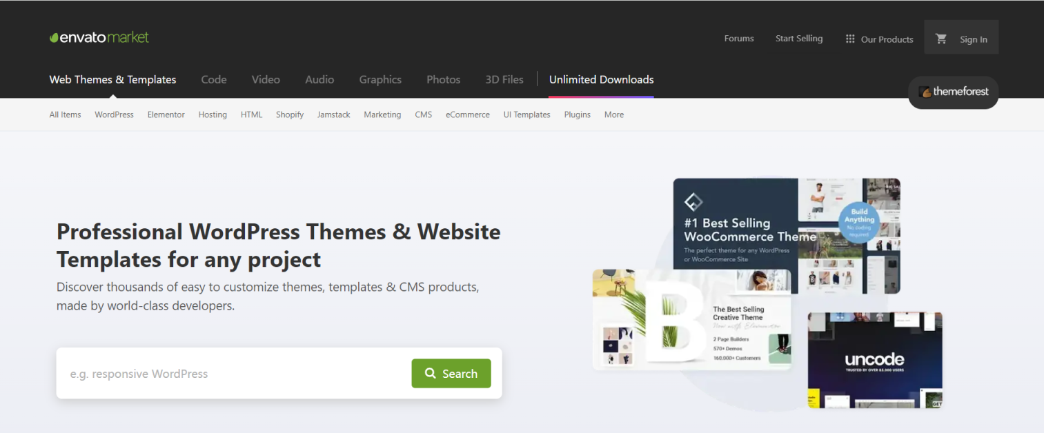 ThemeForest 网站截图
