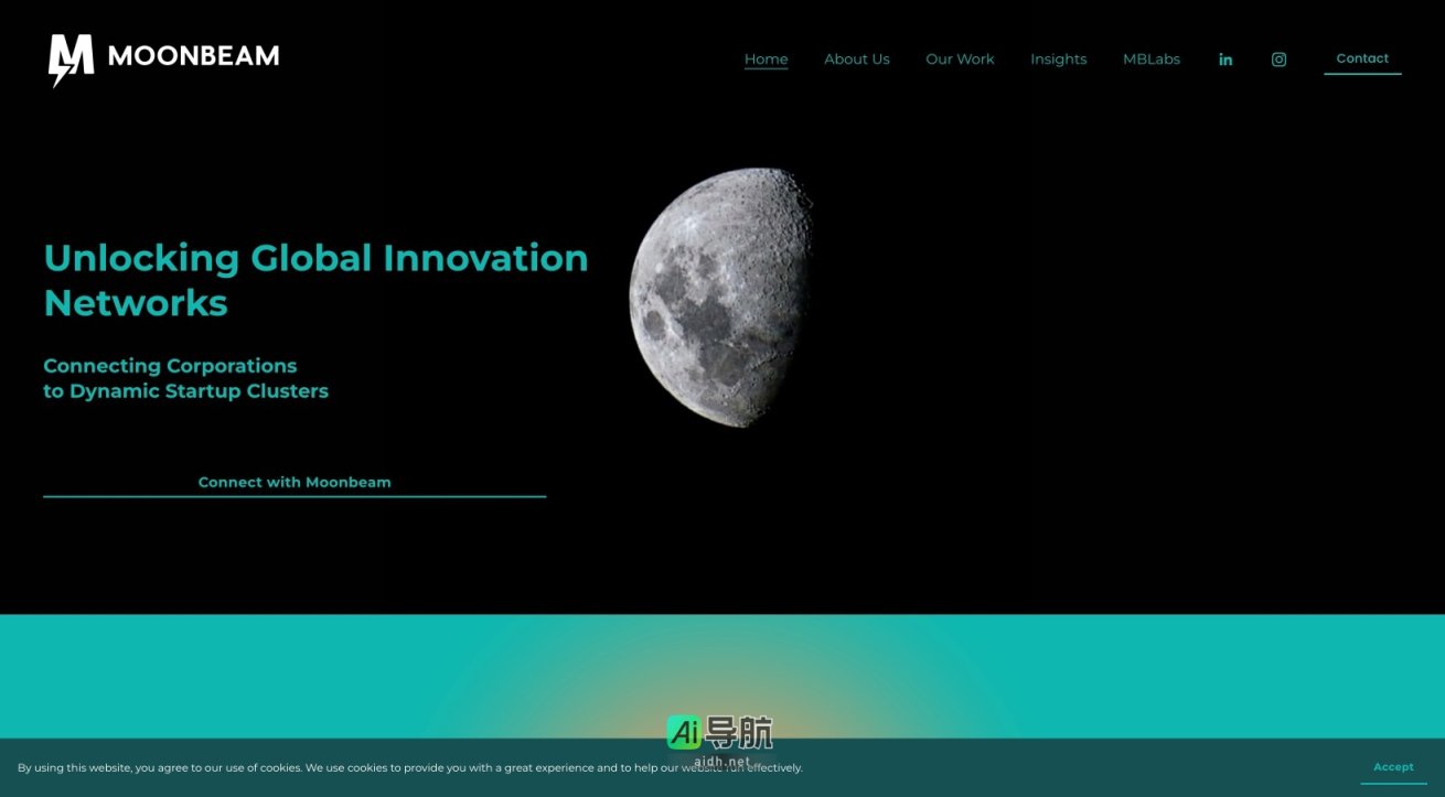 Moonbeam 通过数据科学和市场洞察，连接企业与创新生态，推动变革与增长 网站截图