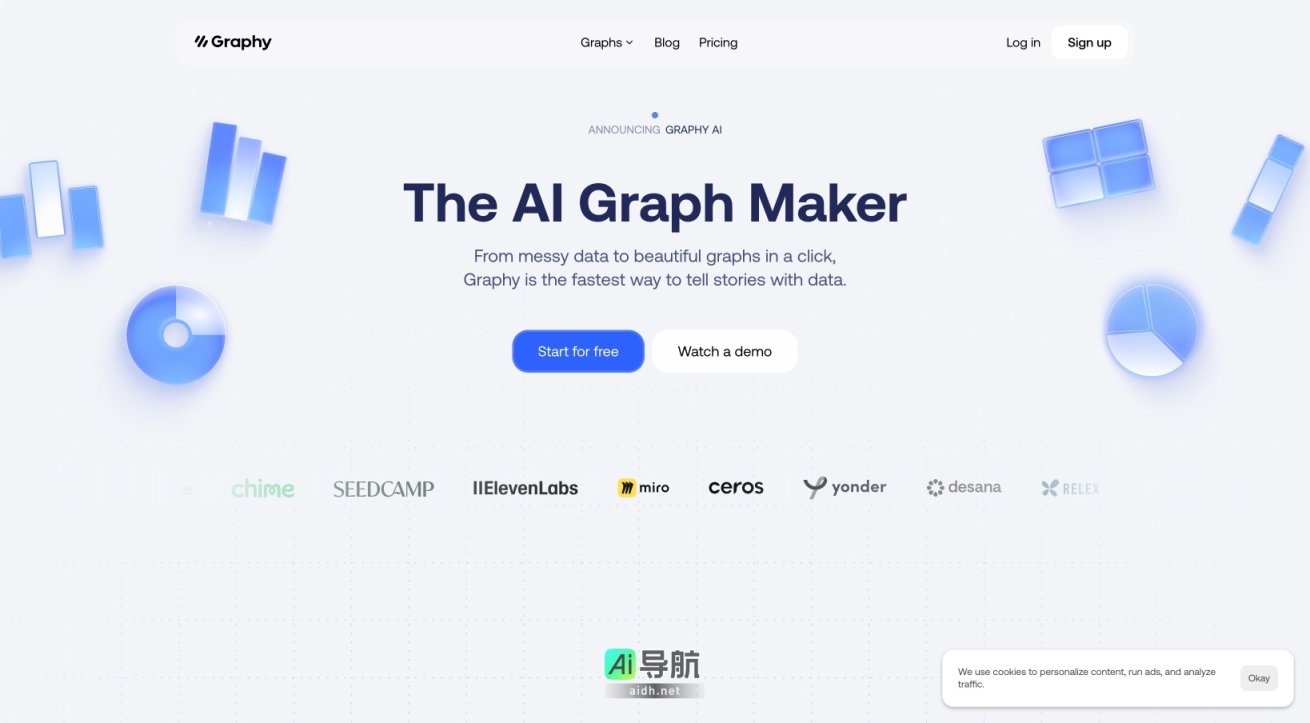 Graphy 通过AI快速将杂乱数据转化为美观图表，助力高效数据故事传达 网站截图