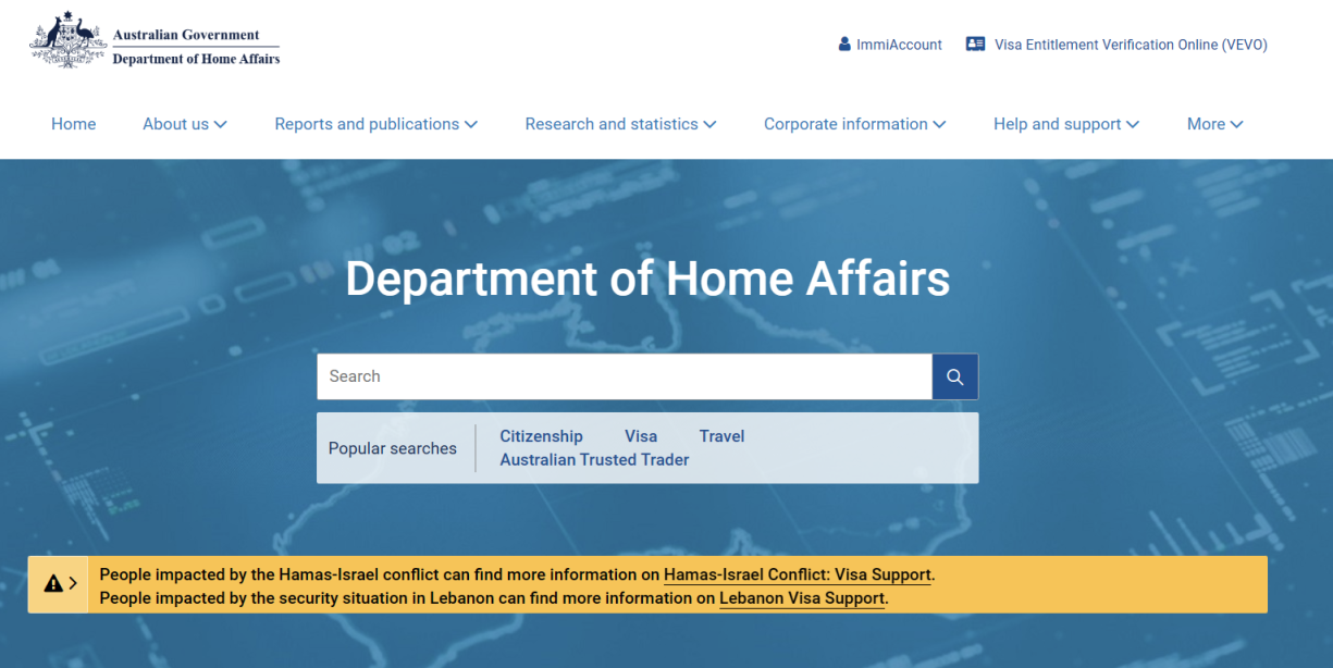 澳大利亚海关 网站截图