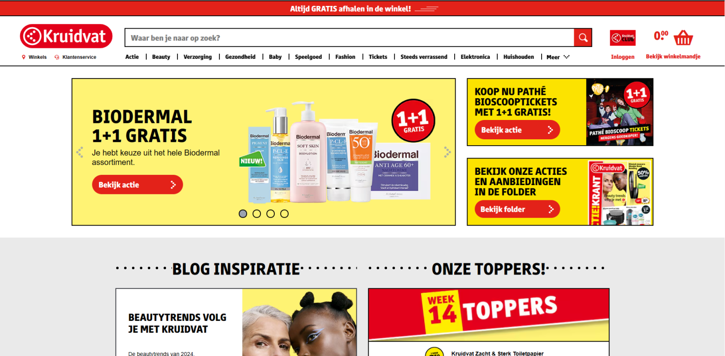 Kruidvat 网站截图