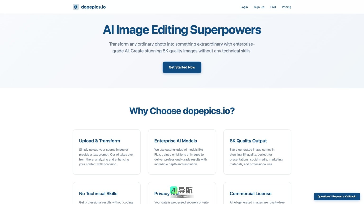 dopepics .io 提供简单易用的AI图像编辑工具，帮助用户轻松生成高质量8K图像 网站截图